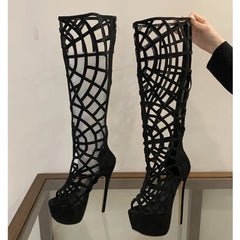 Platform Stiletto Cage Boots