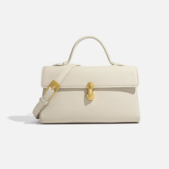 Flap Lock Leather Shoulder Bag