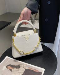 Structured Chain Embellished Bag