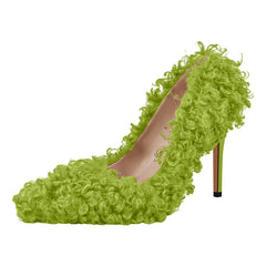 Faux Fur Pointed Toe Stiletto Heels