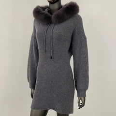 women’s grey winter sweater dress