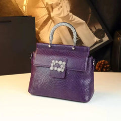 Embellished Ostrich Embossed Top Handle Bag