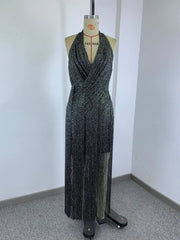 Halter Neck Tassel Bandage Maxi Dress