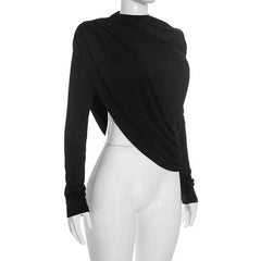 Draped Turtleneck Long Sleeve Top