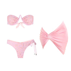 Floral print swimwear set with headscarf