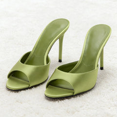 Stiletto Heel Satin Mules