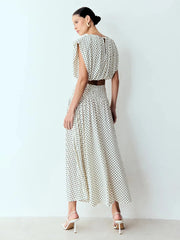 Polka Dot Sleeveless Crop Top and Maxi Skirt Set