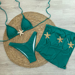 Black Starfish Embellished Bikini Set