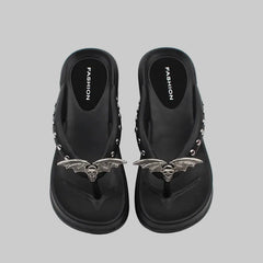 Studded Platform Thong Sandals