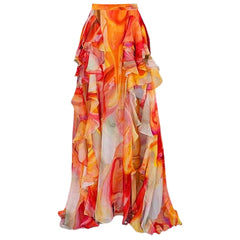 Abstract Print Ruffled Swimwear Set
