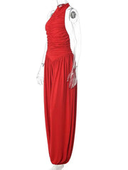 Ruched Halter Top and Palazzo Pants Set