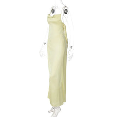 Satin Cowl Neck Maxi Dress