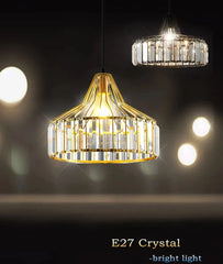 Simple Crystal Pendant Light E27 Bulb Base