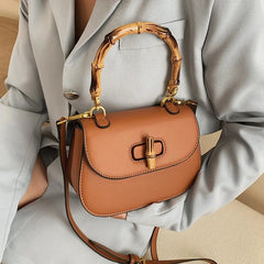 Bamboo Handle Saddle Crossbody Bag