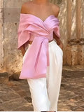 Pleated Satin Pink Bow V-neck Tank Top Lady Vest