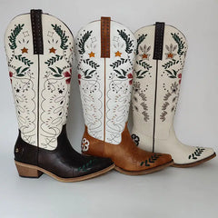 Embroidery Pointed Toe Western Boots
