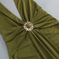 Halter draped gown waist embellishment detail