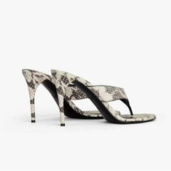 Leopard Print Stiletto Thong Sandals