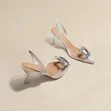 Crystal Transparent Solid Pointed Toe High Heels Shoes