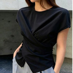 Black cross wrapped split front top