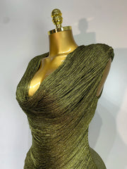 Draped Metallic Tassel Bodycon Mini Dress