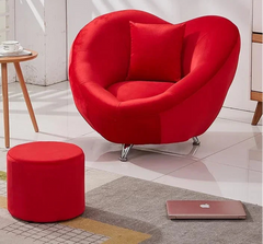 Red Love Shaped Fabric Single Sofa