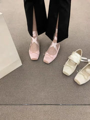 Floral Square Toe Flats