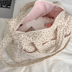 Quilted Floral Print Duffle Top