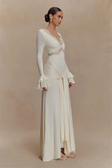 Lace Trim Flare Sleeve Maxi Dress