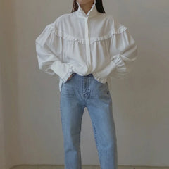 White Ruffle Shirt - Golden Atelier