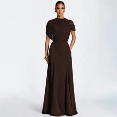 Draped Mock Neck Draped Maxi Dress