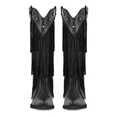 Fringe Pointed Toe Western Boots