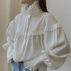 White Ruffle Shirt - Golden Atelier