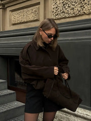 Faux Suede Cropped Bomber Jacket