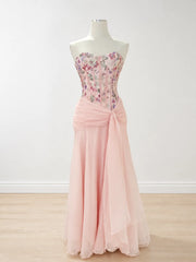 Floral Bustier Tiered Tulle Gown Dress