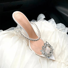 PVC Transparent Crystal Pointed Toe High Heels Shoes