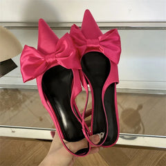 Butterfly-knot Pointed Toe Low Heels Sandals