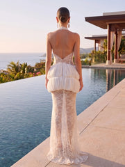 Lace halter neck dress