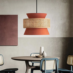 Hand Woven Rattan Pendant Lamp with LED Lighting Fixture