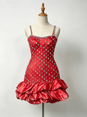 Embellished Puff Hem Strapless Mini Dress
