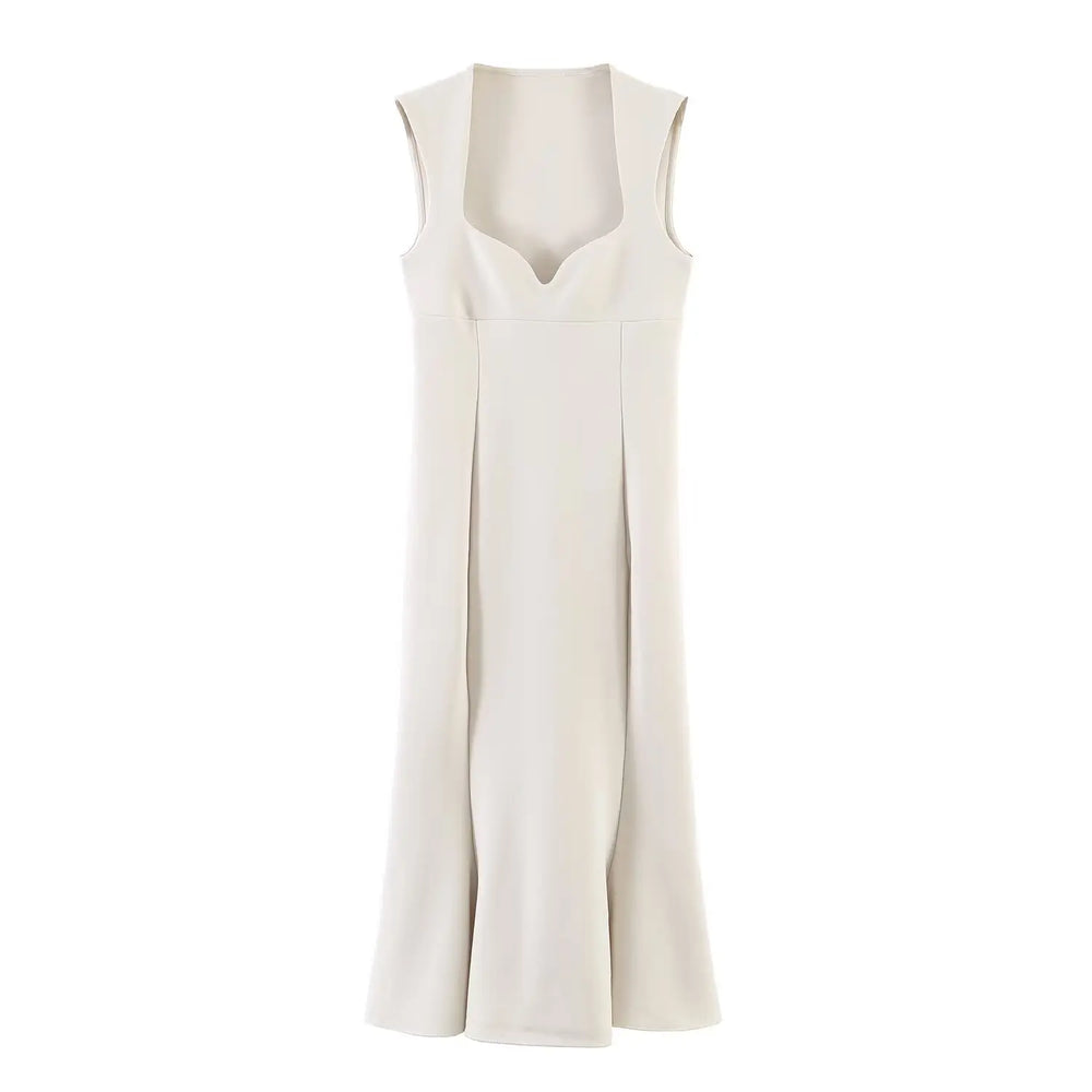 White sleeveless dress on a white background