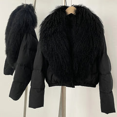 Cropped Fur Collar Puffer Jacket