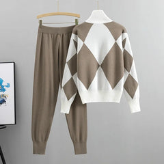 Women Sweater Suits Thick Pullovers and long Pant 2PCS Track Suits