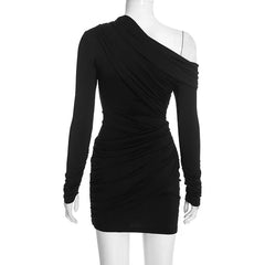 One-Shoulder Ruched Detail Mini Dress