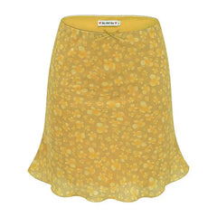 Yellow Floral A-Line Mini Skirt