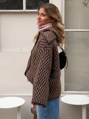 Plaid Knit Button-Front Coat