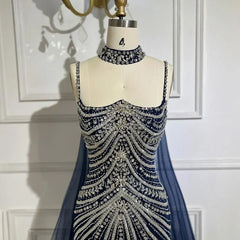 Sleeveless mermaid gown with crystal beading and backless neckline — perfect formal dress for gala, wedding, or evening event