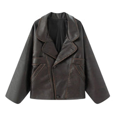 Brown leather jacket on a white background
