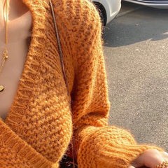 Orange Cropped Soft Sweater