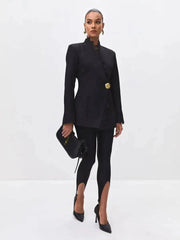 Lace Trim Fitted Waist Blazer